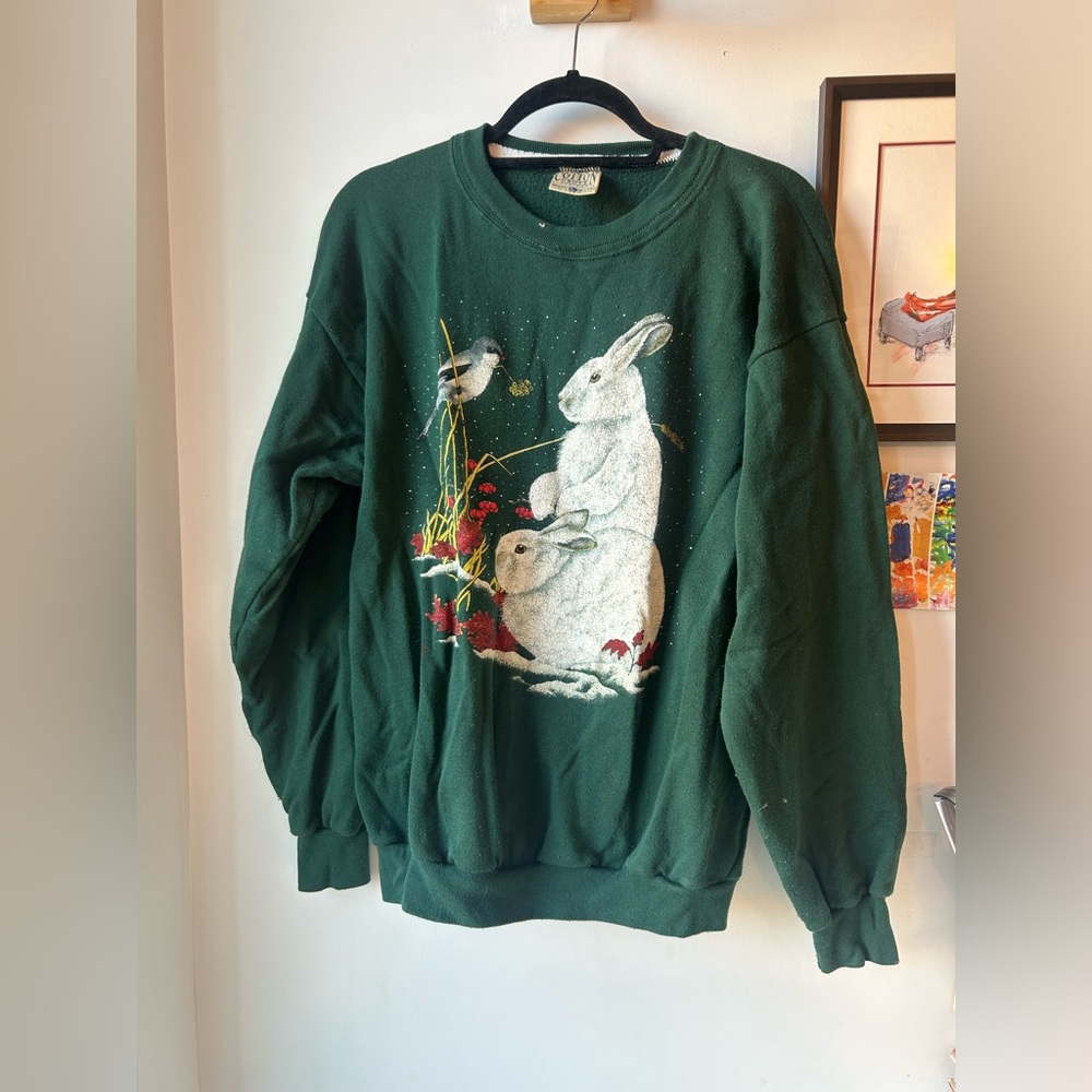 Adorable Vintage Winter Bunny Crewneck